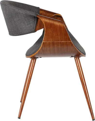 Miniatura 5 de Armen Living Silla de comedor de mariposa estilo mediados de siglo en acabado de nogal y tela azul - Juego de 4