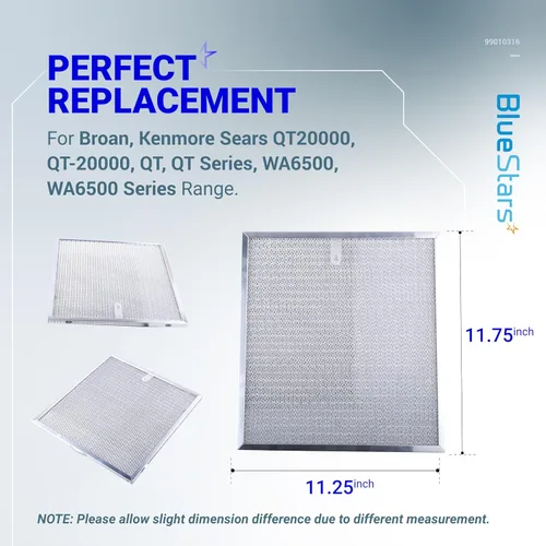 Miniatura 9 de BlueStars 99010316 Filtro de grasa para campana extractora de 11 1/4 pulgadas x 11 3/4 pulgadas x 3/8 pulgadas - Compatible con Broan Kenmore Sears