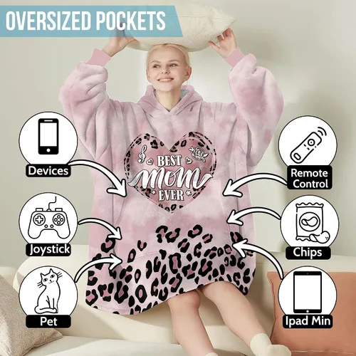 Miniatura 5 de Warmstorey Wearable Blanket Hoodie For Mom Wife - Best Wife Ever Hoodie From Husband Daughter Son - Birthday Mothers Day Gift