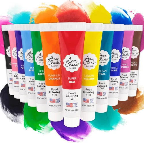 Ann Clark - Gel colorante de grado profesional para alimentos fabricado en Estados Unidos, paquete de 12 unidades