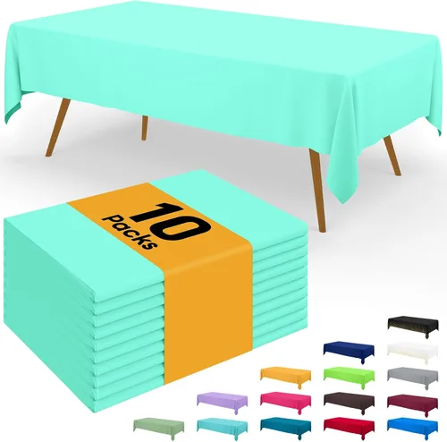 Miniatura 27 de Smiry - Juego de 6 manteles desechables, 54 x 78 pulgadas, manteles impermeables rectangulares para fiestas, cubierta de mesa de plástico