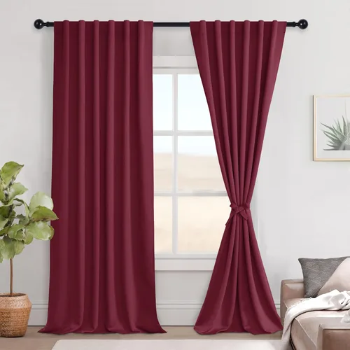 Miniatura 156 de Hiasan Cortinas opacas negras para dormitorio, cortinas opacas cortas de 45 pulgadas de largo, con aislamiento térmico, bolsillo para barra