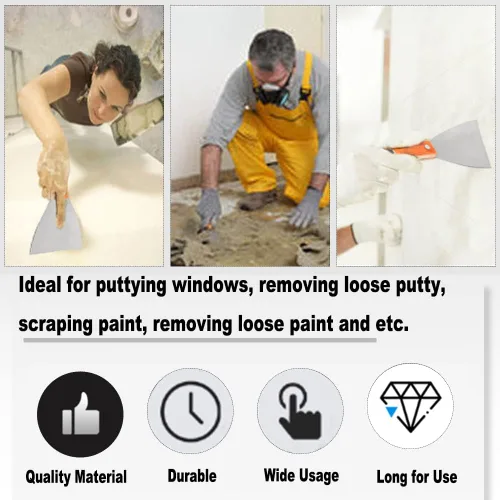 Miniatura 5 de Utoolmart Rascador de masilla de acero rígido Cr-V de 1 pulgada con mango de madera para pegar pintura, pared, baldosas, 2