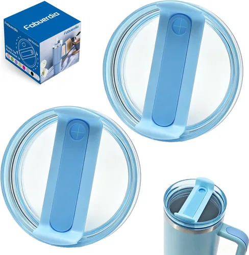 Miniatura 18 de Tapa de repuesto para vaso de 40 onzas compatible con Stanley Quencher, paquete de 2 fundas transparentes a prueba de derrames para accesorios
