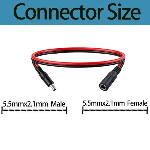 Miniatura 4 de Cable de extensión de alimentación CC de 1.6 pies 0.217 in × 0.083 in, conector macho a hembra, conector 5521 para tira de LED, fuente
