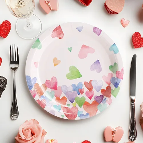 Miniatura 4 de Platos y Servilletas de San Valentín - 168 PIEZAS Platos de Corazón Desechables Juegos de Vajilla para Fiestas Suministros para Fiestas de San