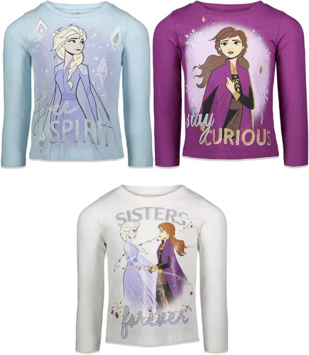 Disney Frozen Princess Anna Elsa - Paquete de 3 camisetas para niñas pequeñas a niños grandes