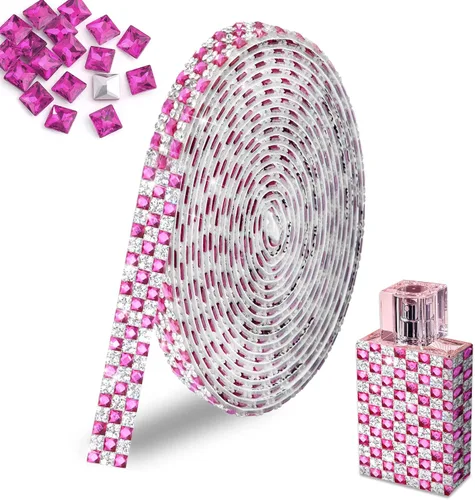 Miniatura 17 de FULZTEY Rollo de cinta de diamantes de imitación de 3 yardas, tira de diamantes de imitación de vidrio blanco para manualidades, cinta de cristal