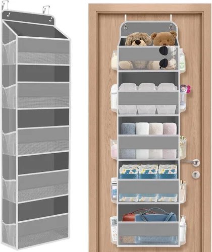 Miniatura 13 de SpaceHacks Paquete de 1 Organizador Sobre la Puerta, Organizador de Almacenamiento Colgante con Ventana Transparente, 40 lb Ultra Resistente Gris