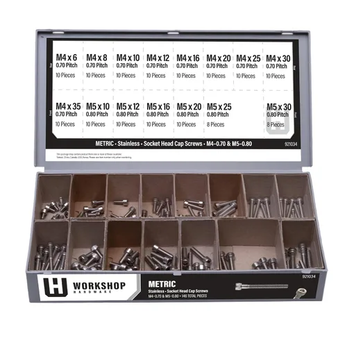 Kit surtido de sujetadores, juego de tornillos de cabeza hueca de acero inoxidable métrico, 146 piezas variedades, diámetros M4-0.70 y M5-0.80
