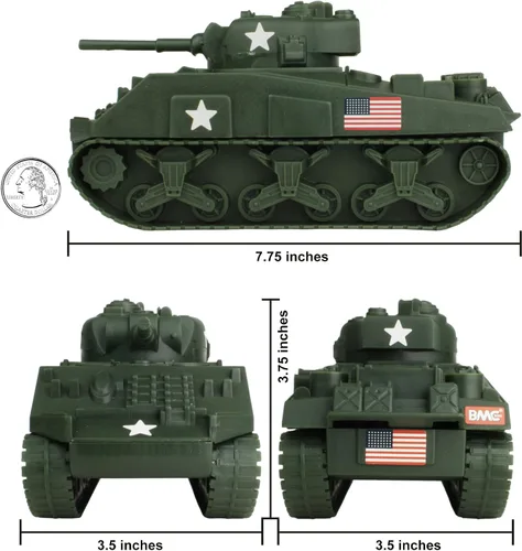Miniatura 2 de BMC WW2 Sherman M4 Tank - Vehículo militar 1:32 verde oscuro para hombres de plástico del ejército