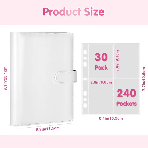 Miniatura 5 de Carpeta para tarjetas fotográficas A5 Kpop con 30 páginas de tarjetas de 4 bolsillos, Carpeta A5 de 6 anillos álbum coleccionador de tarjetas