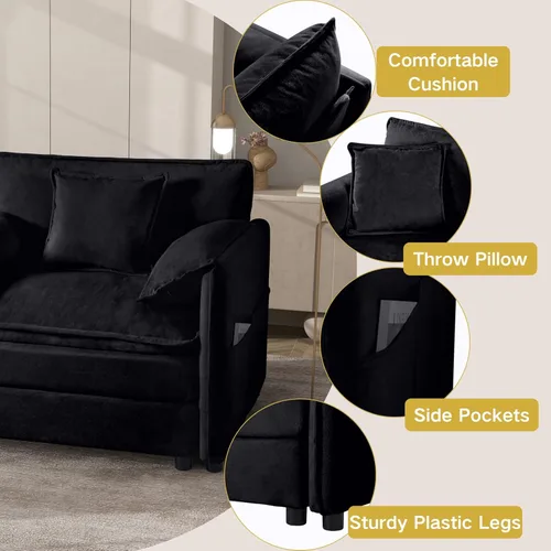 Miniatura 4 de Modular Sectional Sofa, Oversized Deep Seat U Shaped Couch Set for Living Room, 3 Seater Comfy Cloud Couches with 2 Movable Ottomans, DIY