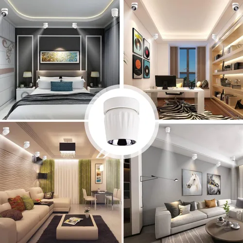 Miniatura 2 de Foco de techo LED de 12 W, luz direccional de rotación de 360°, 6000 K, blanco frío/lámpara de pared para pasillo, galería, sala de estar/blanco