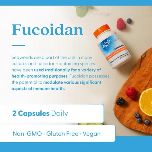 Miniatura 5 de Doctor's Best Suplemento Fucoidan para hombres y mujeres, cápsulas de extracto de fucoidan de algas marinas, salud inmunitaria y apoyo antioxidante