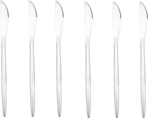Miniatura 4 de Cubiertos plateados de diseño moderno, 6 piezas de plata mate 304 acero inoxidable tenedor de postre tenedor de ensalada de 7.2 pulgadas, juego