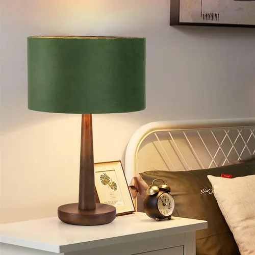 Miniatura 11 de Lámpara de mesa moderna de 18.5 pulgadas con base de madera de nogal, lámpara de escritorio regulable con certificación UL y mesita de noche