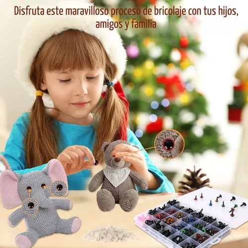 Miniatura 3 de Safety Eyes - 796 ojos y nariz de seguridad de plástico, ojos de muñeca negros de 0.23 a 0.78 pulgadas con arandelas, nariz de oso de varios