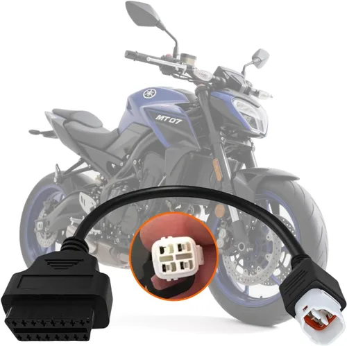 Adaptador OBD2 para Yamaha 4 pines a 16 pines cable de diagnóstico, conector OBD apto para motocicleta Yamaha FJR1300/FZ09/MT07/10/R1/R6/TMAX