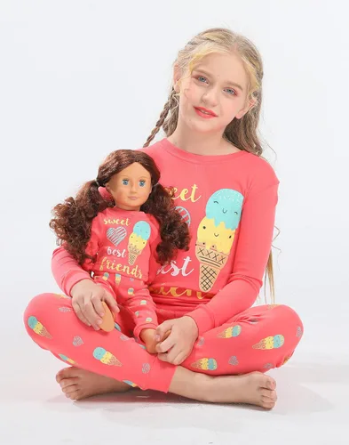 Miniatura 6 de Babyroom Girls Pajamas Matching Doll Pjs Toddler Kids Cotton Sleepwear Christmas Clothes
