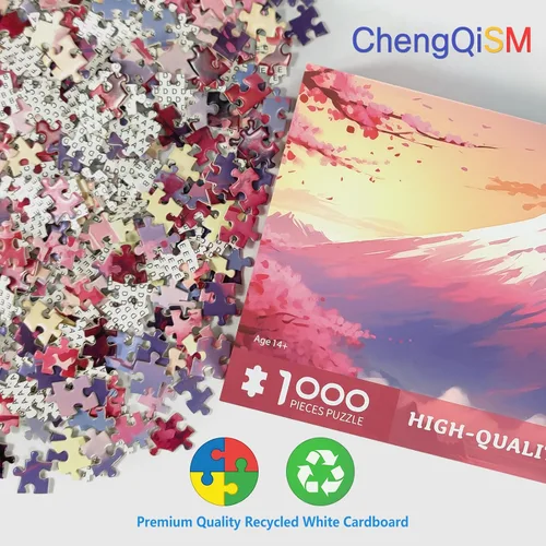 Miniatura 4 de Rompecabezas de 1000 piezas para adultos Iceberg Sakura Rompecabezas de 1000 piezas de flor de cerezo para adultos 1000 piezas Monte Fuji pintura al