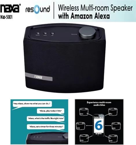 Miniatura 5 de Naxa Electronics NAS-5001 Altavoz multihabitación Wi-Fi y Bluetooth con control de voz Amazon Alexa compatible con dispositivos iPhone y Android