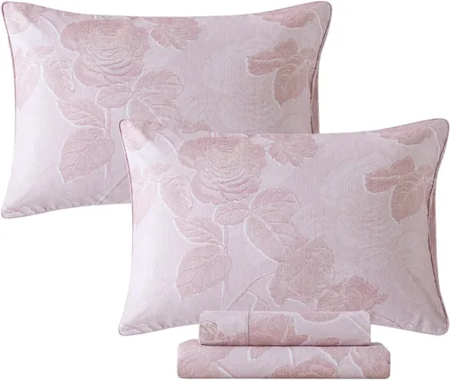 Miniatura 49 de FADFAY Juego de sábanas de cama tamaño King 100% algodón, color verde salvia, patrón floral de rosas rojas de campo francés, ropa de cama de lujo