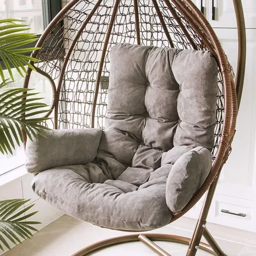 Miniatura 12 de Cojín de repuesto para silla de huevo, cojín de asiento de cesta colgante, cojín suave para colgar silla de huevo, cojines de respaldo de 45 x 20