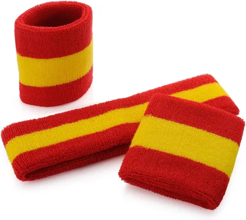 Miniatura 110 de ONUPGO - Conjunto de diadema y muñequeras deportivas para el sudor, hechas de algodón con bucles, muñequeras, contra humedad