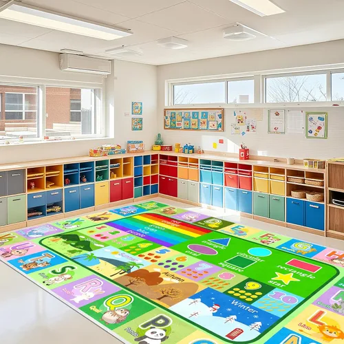 Miniatura 19 de Alfombra infantil para sala de juegos, dormitorio, 2.5 x 4 pies, alfombra educativa ABC para aula, guardería, alfombra antideslizante de aprendizaje