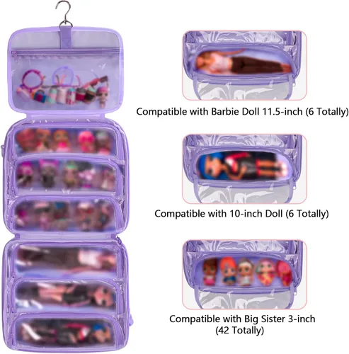 Miniatura 3 de LoDrid Funda de transporte para muñecas compatible con LOL Surprise OMG, organizador de exhibición compatible con muñecas Big Sister de 3 pulgadas