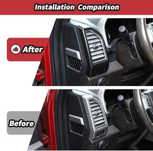 Miniatura 3 de 2 unids/set tablero de aire acondicionado cubierta de ventilación Trim para Ford F150 2015 2016 2017 2018 2019 2020 Accesorios interiores