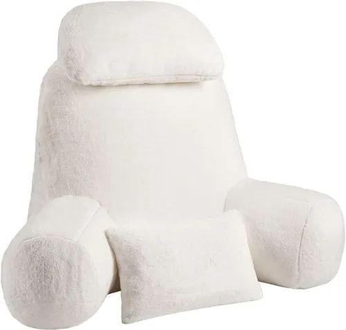 Miniatura 10 de NOONTIDE - Almohada de lectura para adultos sentados en la cama: almohada grande para la espalda con rollo de cuello desmontable y cojín individual