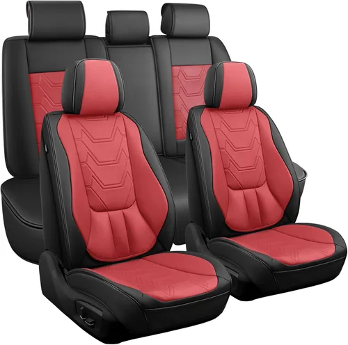Miniatura 10 de CAPITAUTO Juego completo de fundas de asiento de automóvil, fundas de asiento beige para automóvil con soporte lumbar, fundas de asiento