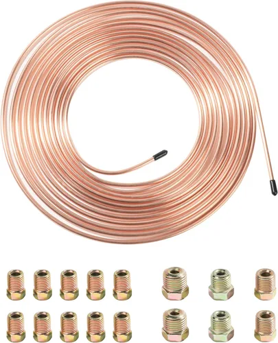 RACOONA Kit de tubería de línea de freno de 25 pies, línea de freno de níquel de cobre, accesorios de automóvil, bobina de tubería de aleación de