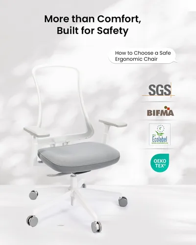 Miniatura 9 de ProtoArc Silla de oficina ergonómica – Silla de malla flexible para mujer, asiento deslizante de espuma, reclinable de 125°, sillas de escritorio