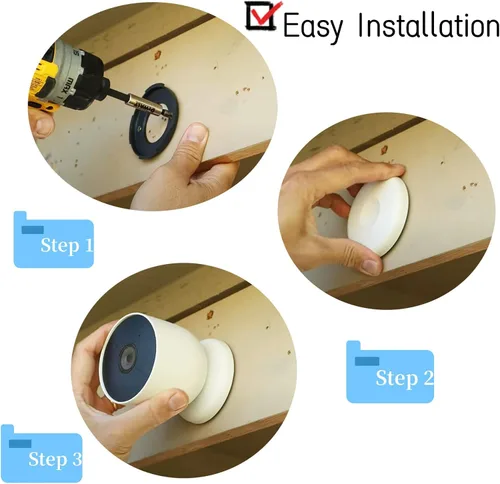 Miniatura 3 de TEYOUYI Placa de montaje para cámara nido, anclajes de pared para Google Nest Cam Accesorios para Nest Cam al aire libre (batería), pieza de Blanco