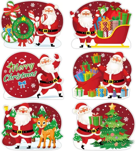 Juego de 6 manteles individuales de plástico de Navidad, manteles individuales Claus, manteles de mesa de Navidad, decoración temática de Navidad y