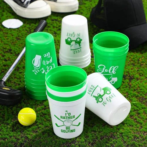 Miniatura 4 de Norme 24 vasos de plástico reutilizables para fiestas de golf, diseño de carrito de pelota de golf de 16 onzas, regalos de suministros, decoraciones