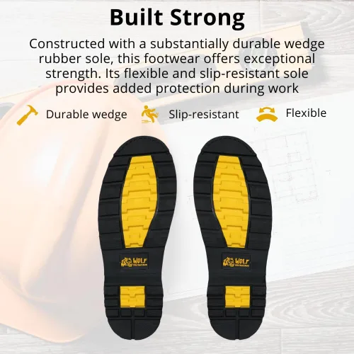 Miniatura 9 de WOLF Bota de Trabajo 100% Cuero Superior Genuino Resistente al Aceite y a la Abrasión Peligros Eléctricos Suela de Goma Antideslizante