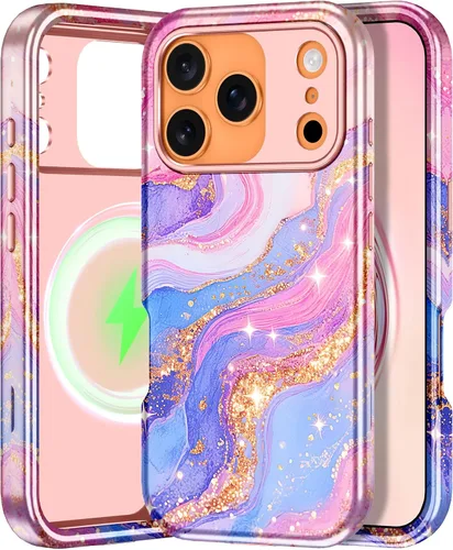 Miniatura 24 de CASEFIV Funda compatible con iPhone 11, patrón de mármol 3 en 1, resistente a prueba de golpes y caídas, cuerpo completo, policarbonato duro
