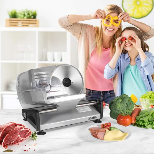 Miniatura 7 de OSTBA Rebanadora de Carne Eléctrica Rebanadora de Delicatessen con Protección de Bloqueo Infantil, Cuchilla de Acero Inoxidable Extraíble de 7.5