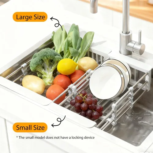Miniatura 6 de SUNKIM Extend - Cesta de drenaje para fregadero de cocina, 2026, nuevo fregadero de cocina retráctil, escurridor de platos ajustable con cesta