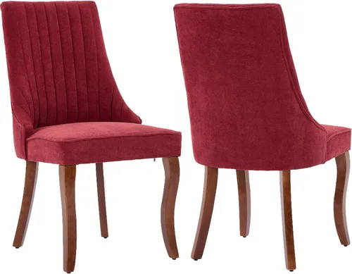 Miniatura 22 de Juego de 2 sillas de comedor modernas de mediados de siglo, tapizadas de tela beige, sillas de cocina y comedor, sillas de cocina con patas