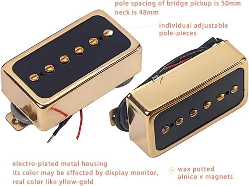 Miniatura 3 de Juego de pastillas P90 Tono, recogida de cuello de bobina única de tamaño Humbucker e imanes Alnico V cargados, como piezas de repuesto