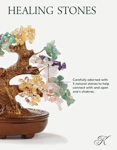 Miniatura 2 de KALIFANO Amatista natural (360 piedras preciosas) Árbol de cristal de chakras – Bonsái Feng Shui árbol de dinero para energía positiva, suerte