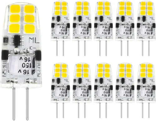 10 bombillas LED G4 de 1.5 W (equivalente a 20 W) T3 de repuesto halógeno de base bipin T3, luz diurna de 12 V CA/CC 6000 K para luz de disco, RV,