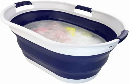 Miniatura 6 de SAMMART Cesta de plástico plegable para ropa sucia de 44 litros (11.6 galones) - Contenedor/organizador plegable - Tina de lavado portátil