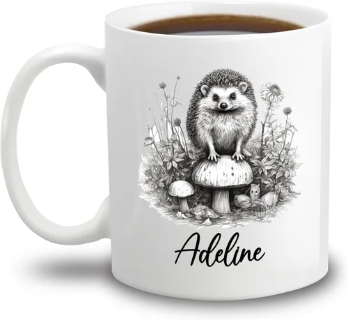 Miniatura 25 de Taza de café con nombre personalizado de oso de 11 y 15 onzas, taza de cerámica blanca con dibujo a lápiz de oso personalizado, regalo para niños