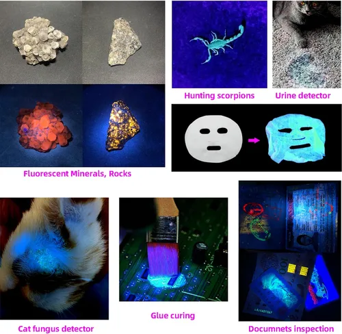 Miniatura 5 de E-H6 - Linterna UV de 365 nm, luz negra profesional pequeña AA ultravioleta para curado de resina, minerales, orina de mascotas, caza de escorpiones